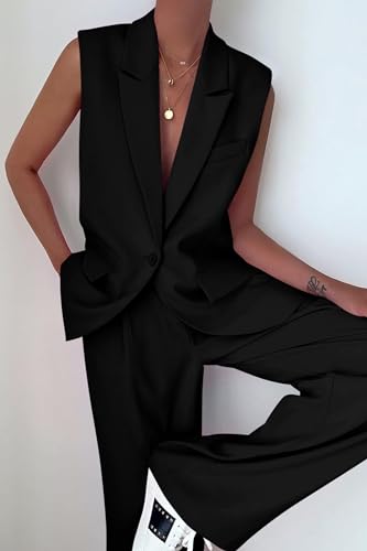 PrettyGarden Women's Sleeveless Suit Vest and Wide Leg Pants Business Casual Outfits
| PrettyGarden Women's 2 Piece Out