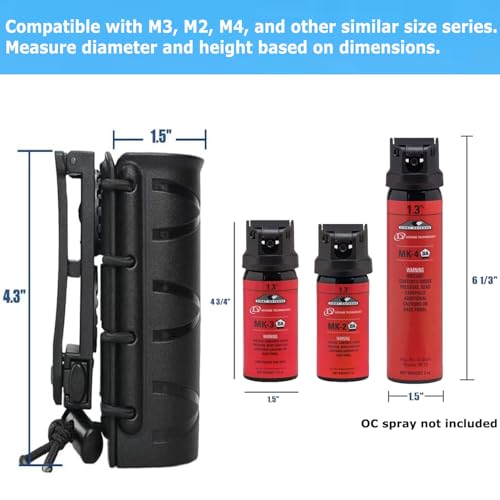 Pepper Spray Holster for Police – Quick Release Open-Top MK3/MK4 Canister Holder, Polymer Case for Duty Belt/Vest, Self